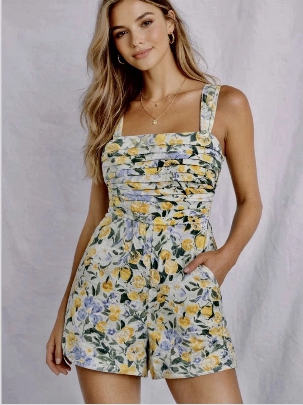 Abercrombie & Fitch Emerson Lemon and Floral Romper
